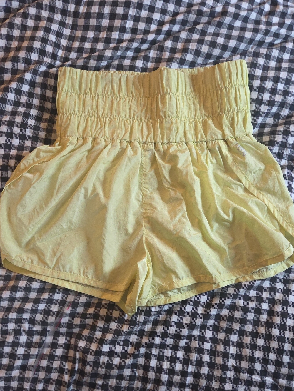 Free People Movement High-Waist Smocked Yellow Women’s Shorts